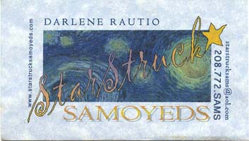 Business card for Starstruck Samoyeds